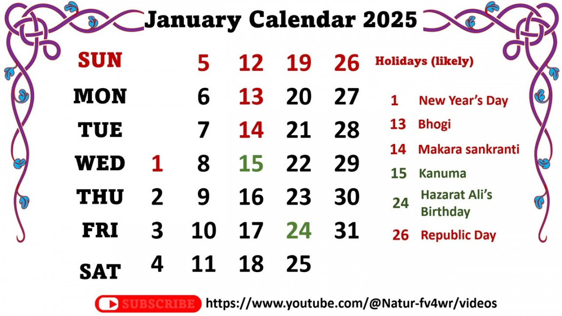 January Calendar  #januarycalender - YouTube