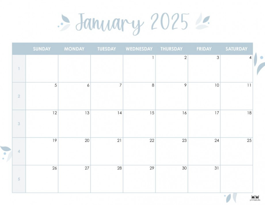 January  Calendars -  FREE Printables  Printabulls