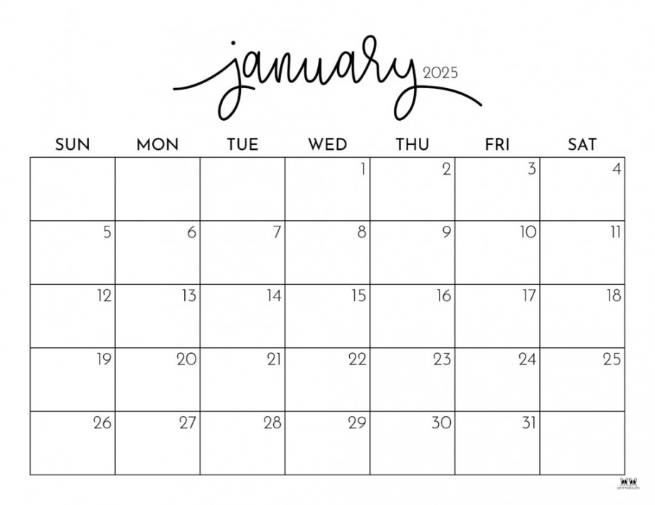 January  Calendars -  FREE Printables  Printabulls