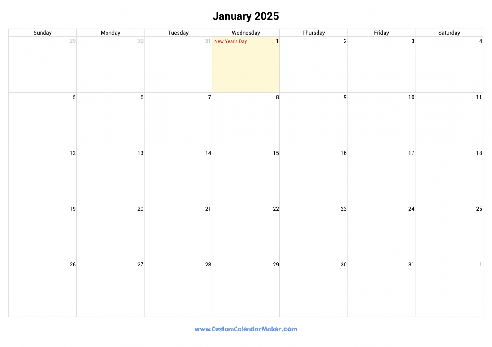 January  Printable Calendar With Canadian Holidays