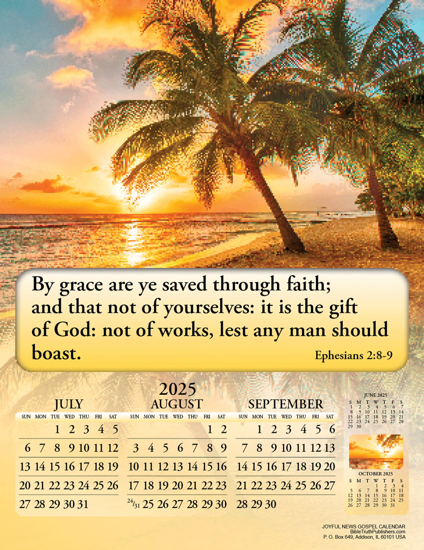 Joyful News Gospel Calendar, Full Color Tri-Monthly (#