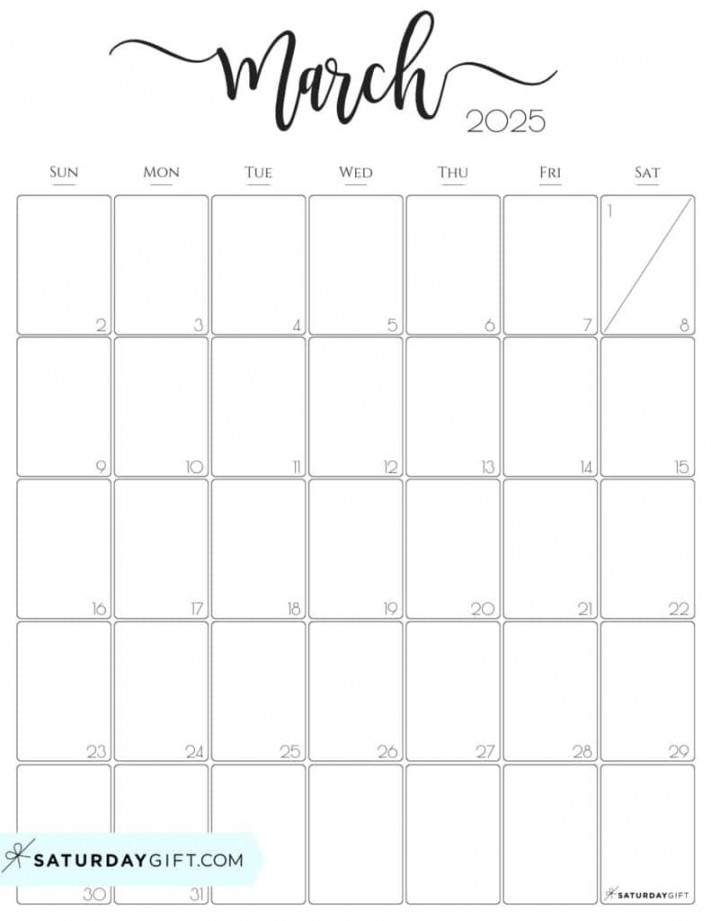 March  Calendar -  Cute & FREE Printables  SaturdayGift