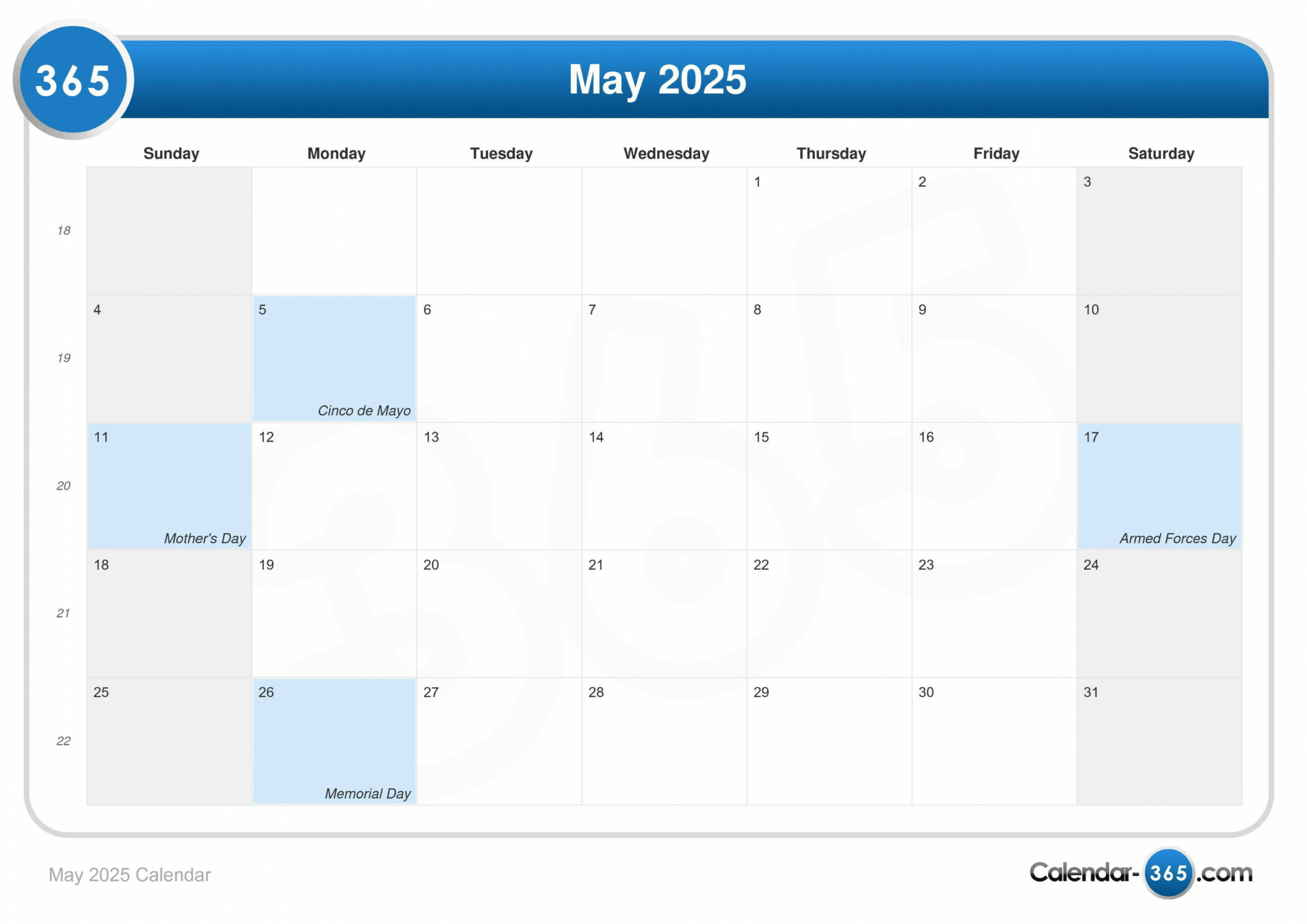 May  Calendar