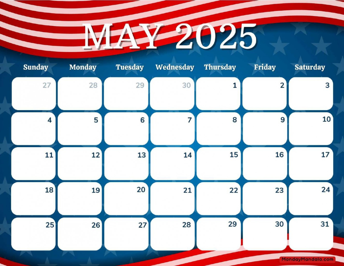 May  Calendars ( Free PDF Printables) – mondaymandala