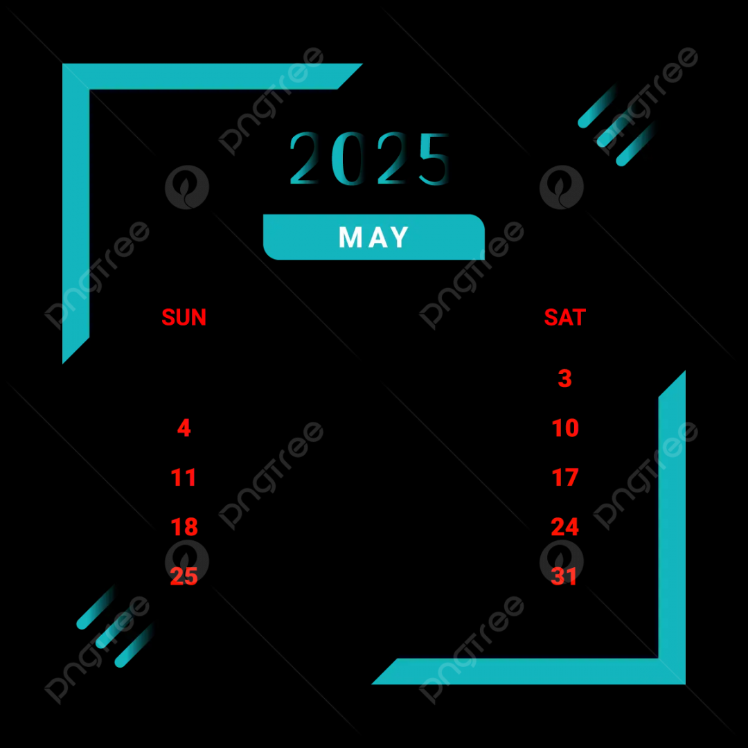 May Month Calendar With Black And Green Vector, Monthly