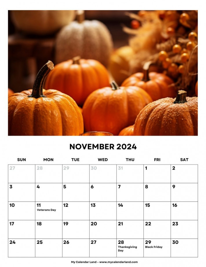 November  Calendar – My Calendar Land