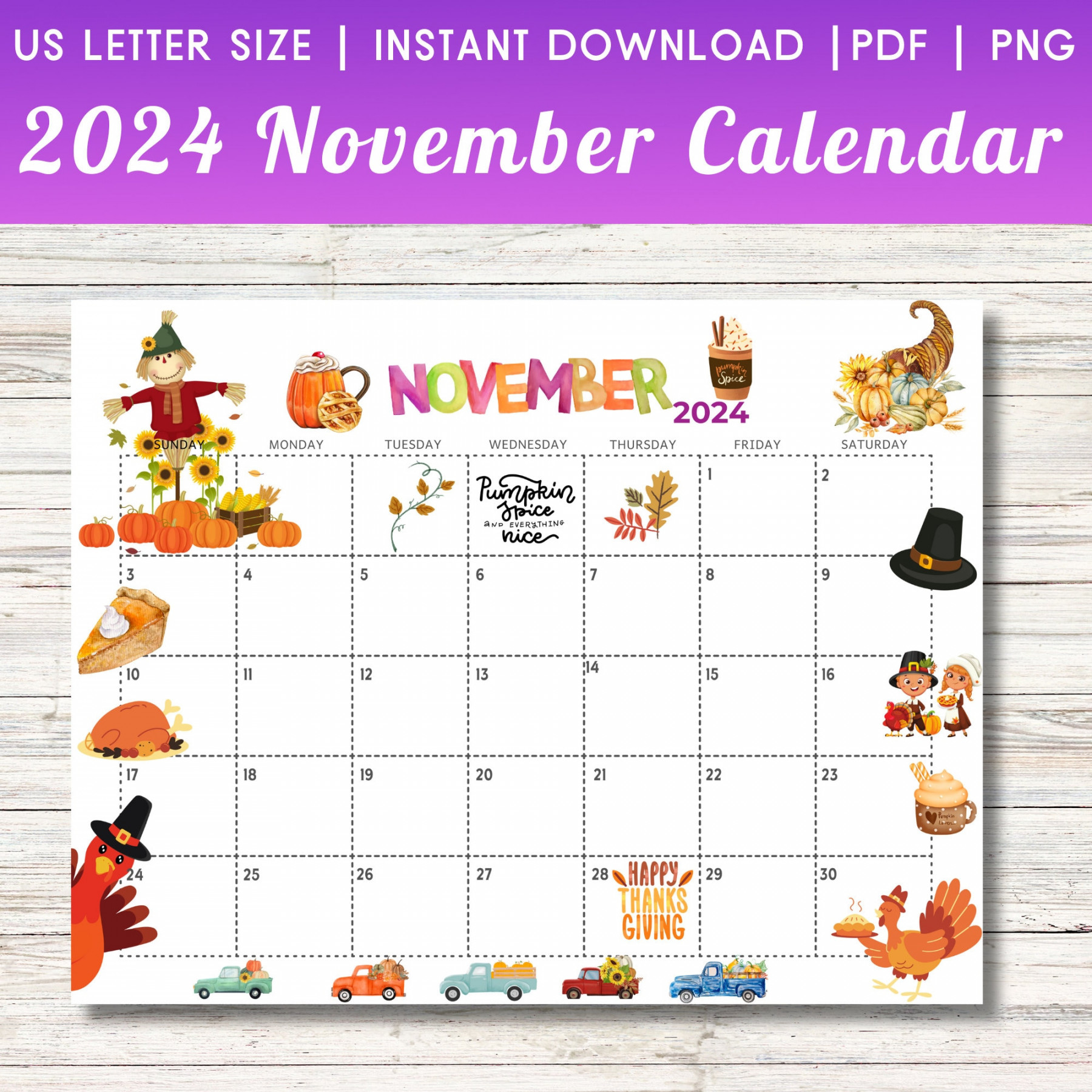 November  Calendar Printable Kids Calendar  Calendar