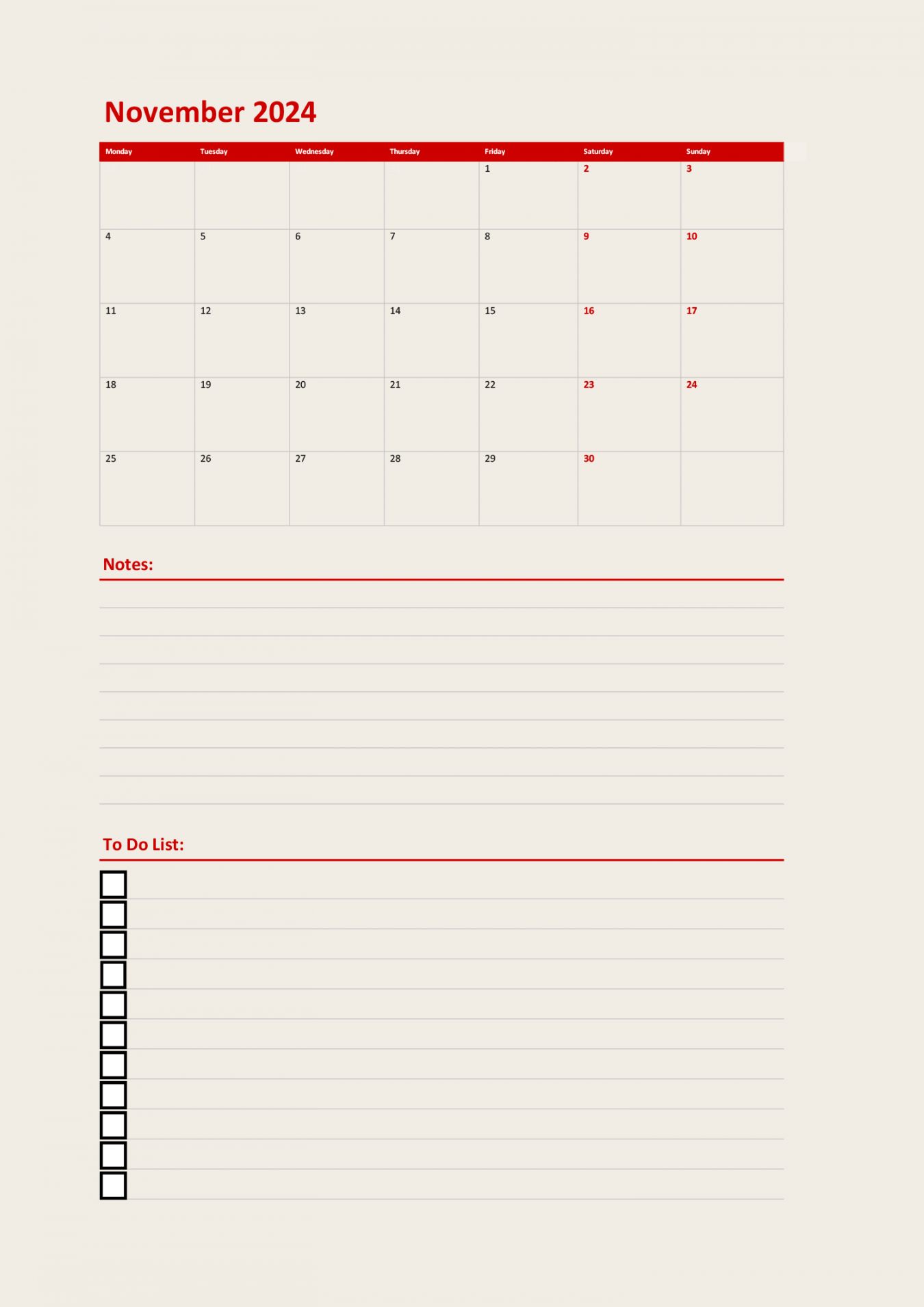 November  Calendar Template - Excel  Google Sheets  PDF