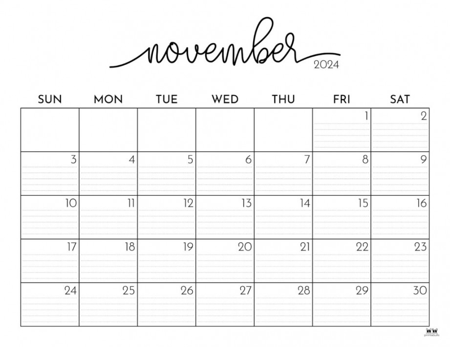 November  Calendars -  FREE Printables  Printabulls