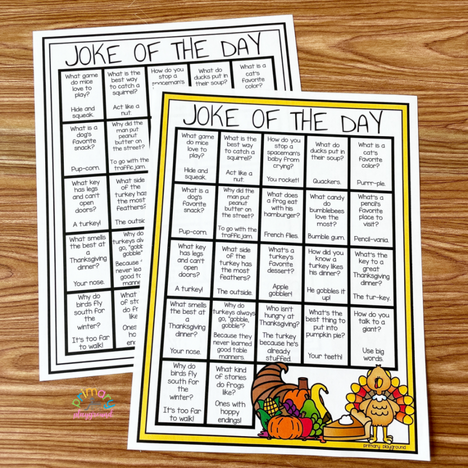 November Joke Of The Day Printable - Primary Playground