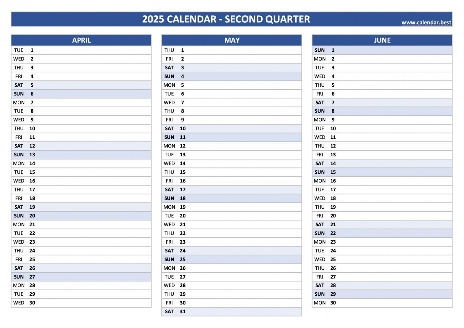 quarterly calendar to print