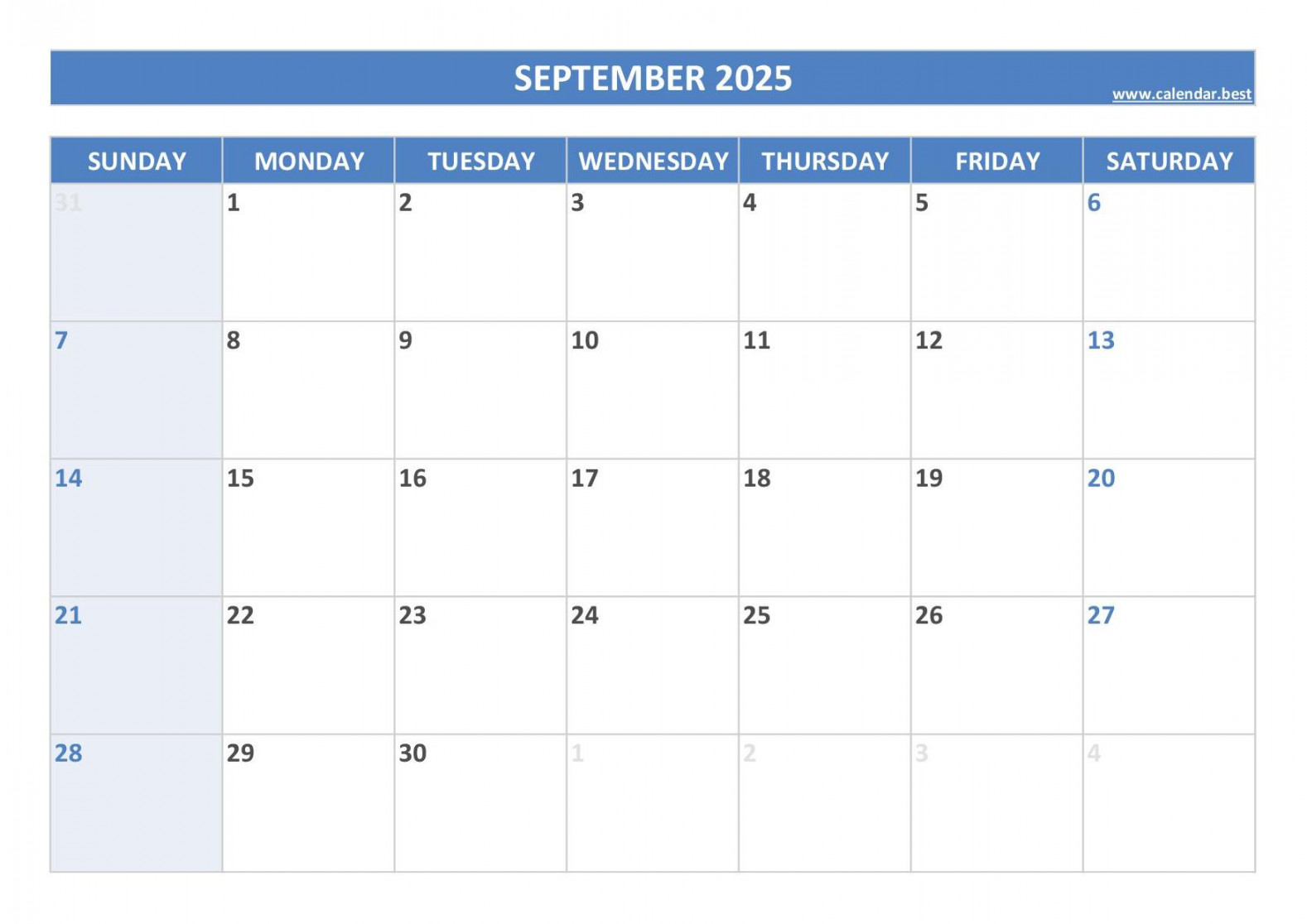 September  calendar -Calendar