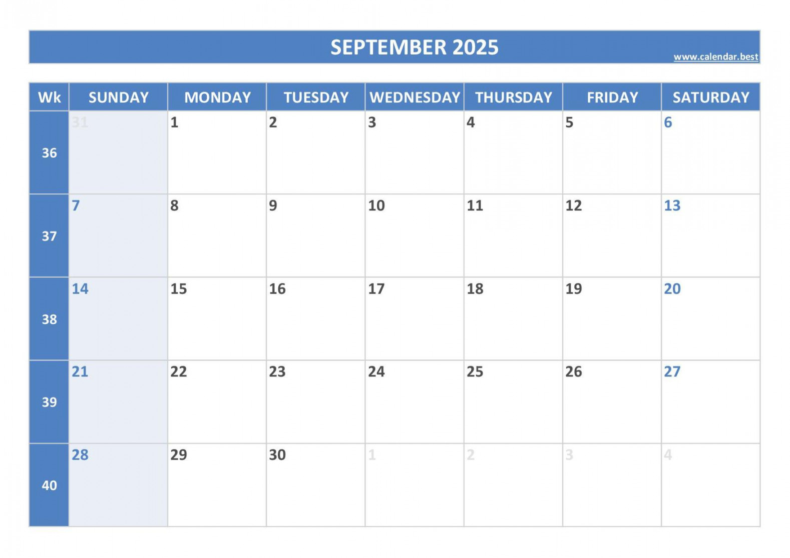 September  calendar -Calendar