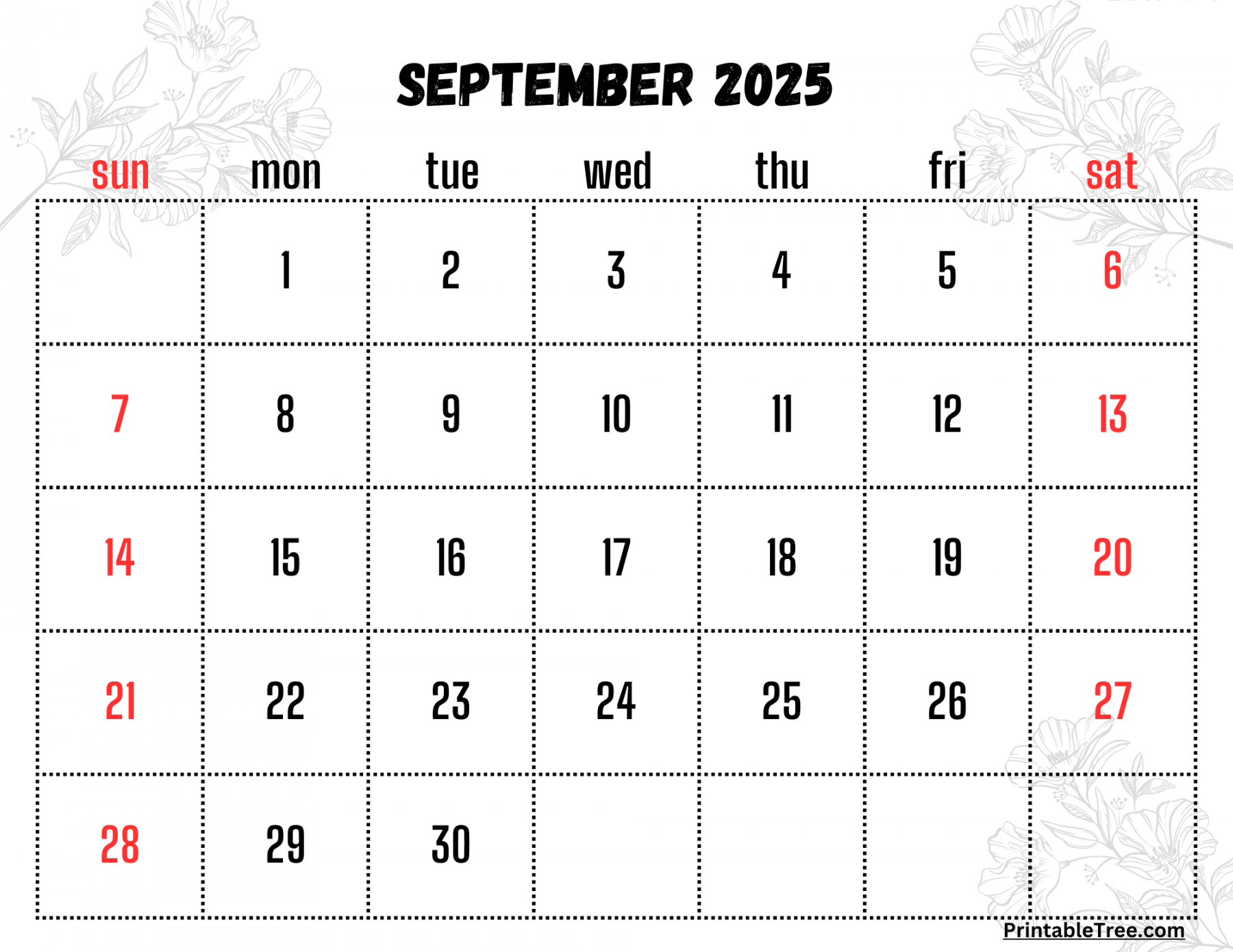 September  Calendar Printable PDF Template with Holidays