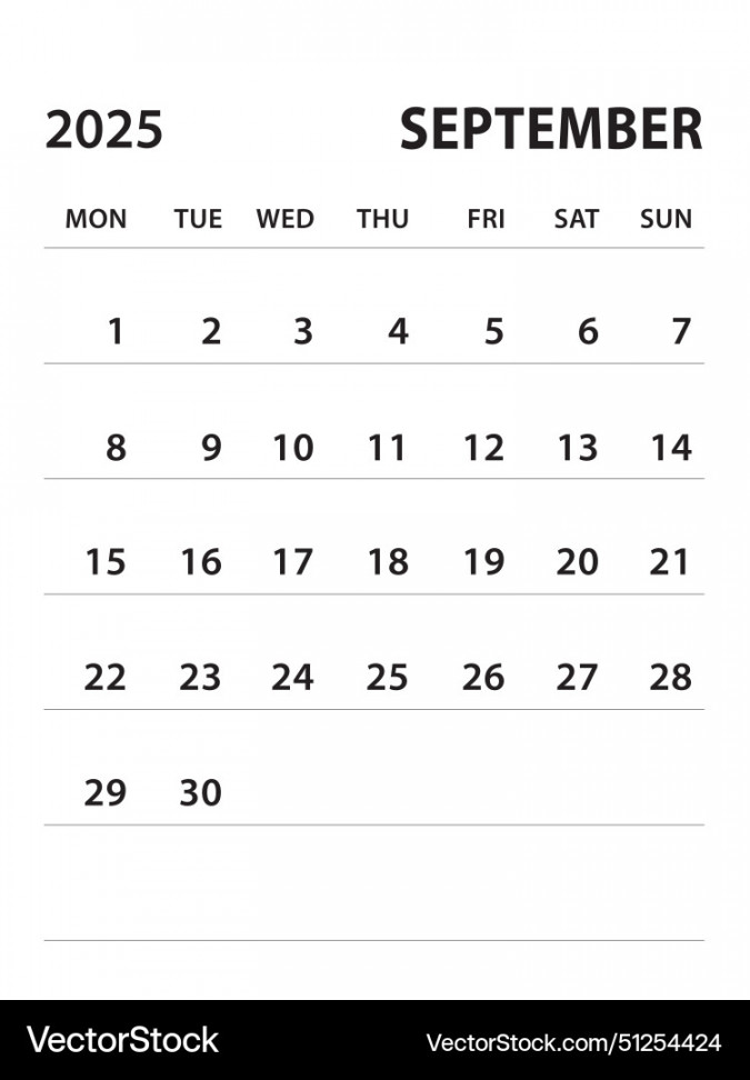 September -calendar  template Royalty Free Vector