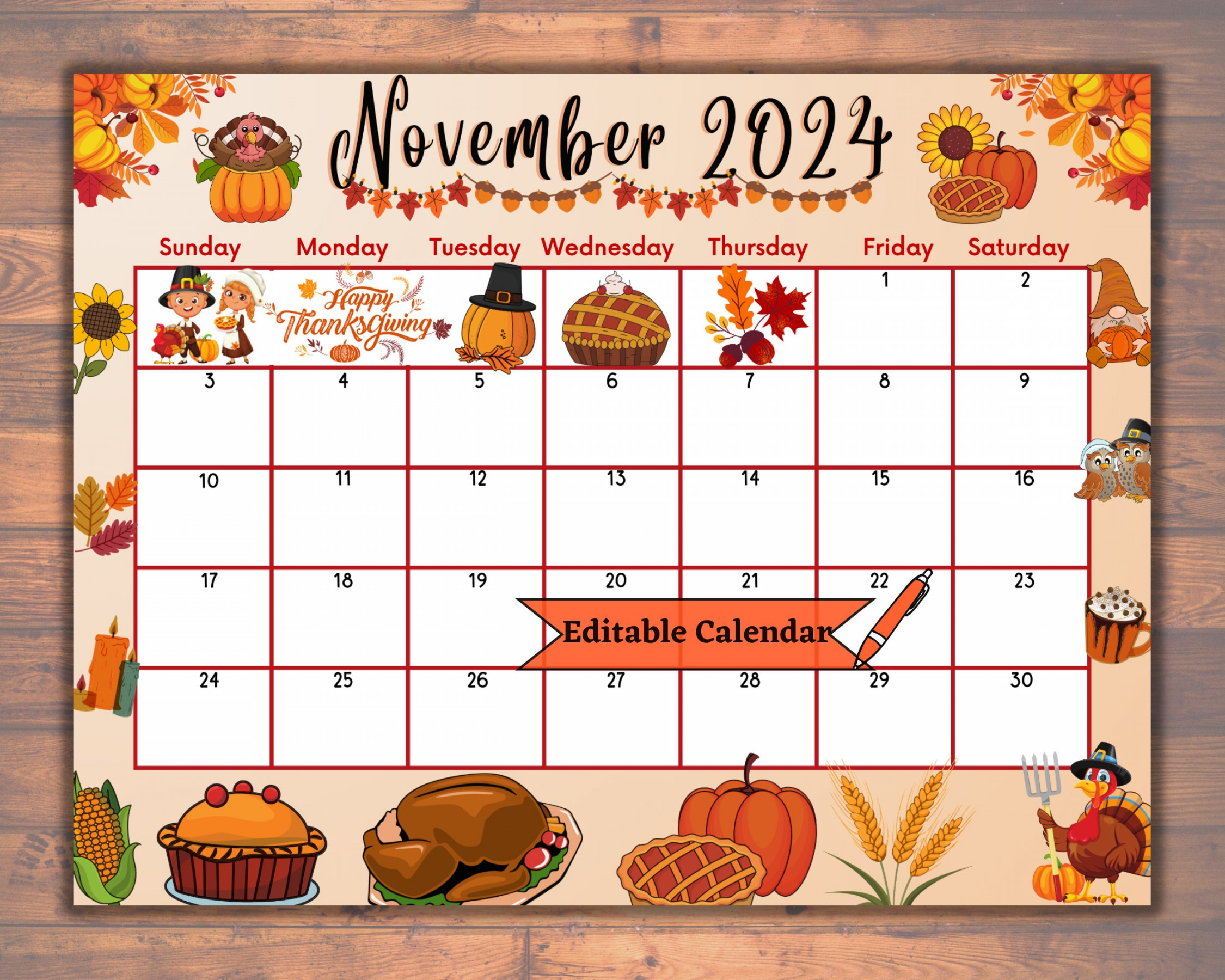 Thanksgiving Calendar - Etsy