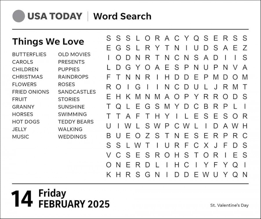 USA TODAY Word Search  Day-to-Day Calendar