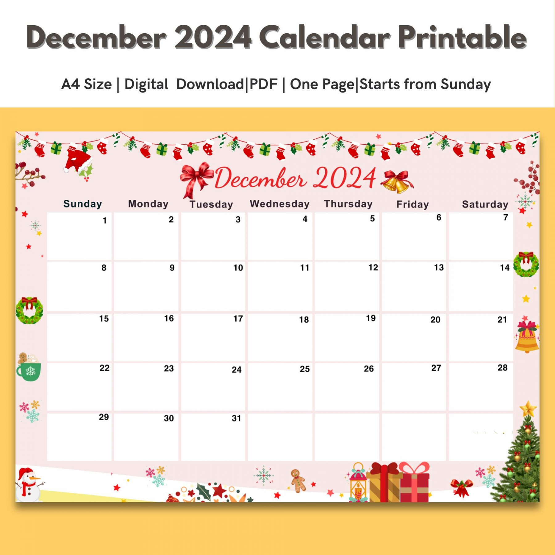 Calendar for December