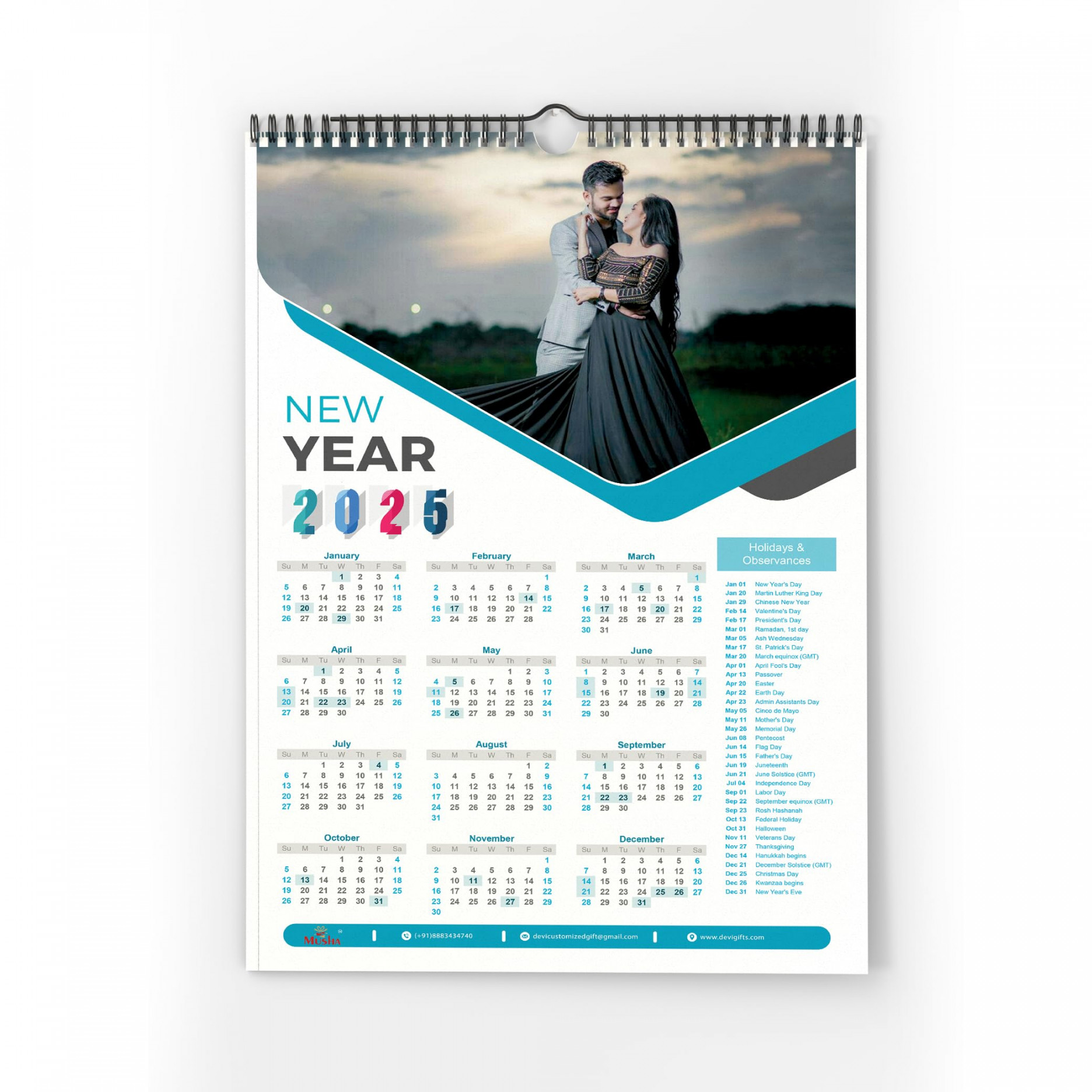 Customised Synthetics Single Sheet Photo Calendar GSM