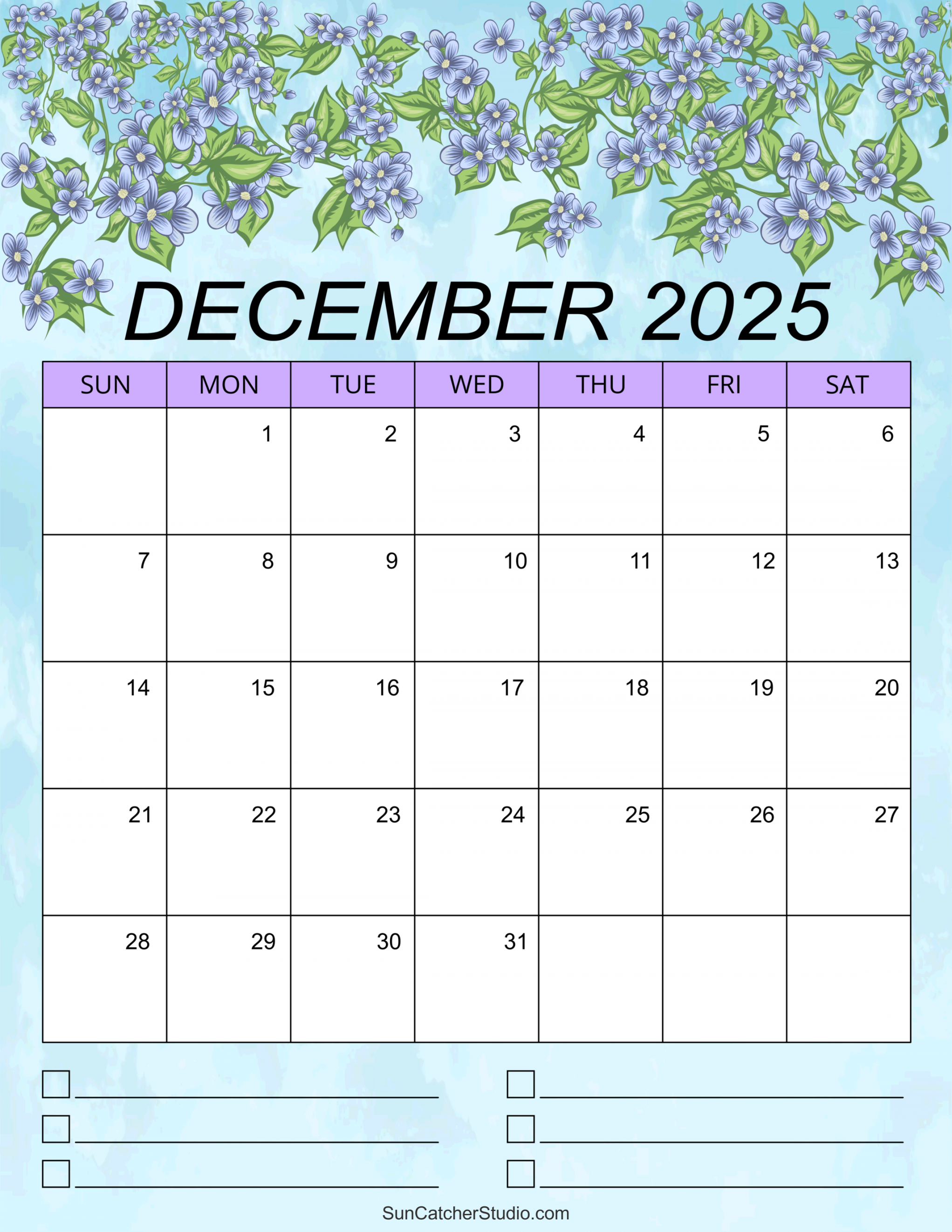 December  Calendar (Free Printable) – DIY Projects, Patterns