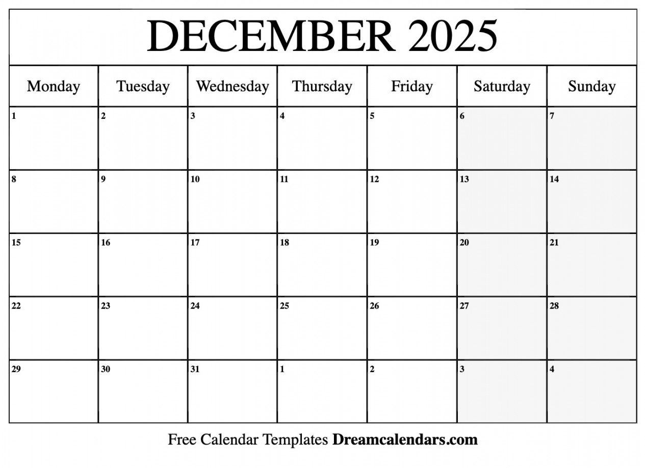 December  Calendar - Free Printable with Holidays and Observances