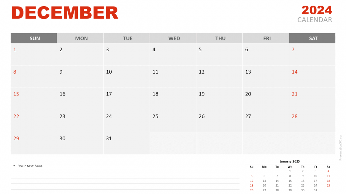 December  Calendar Template for PowerPoint & GSlides