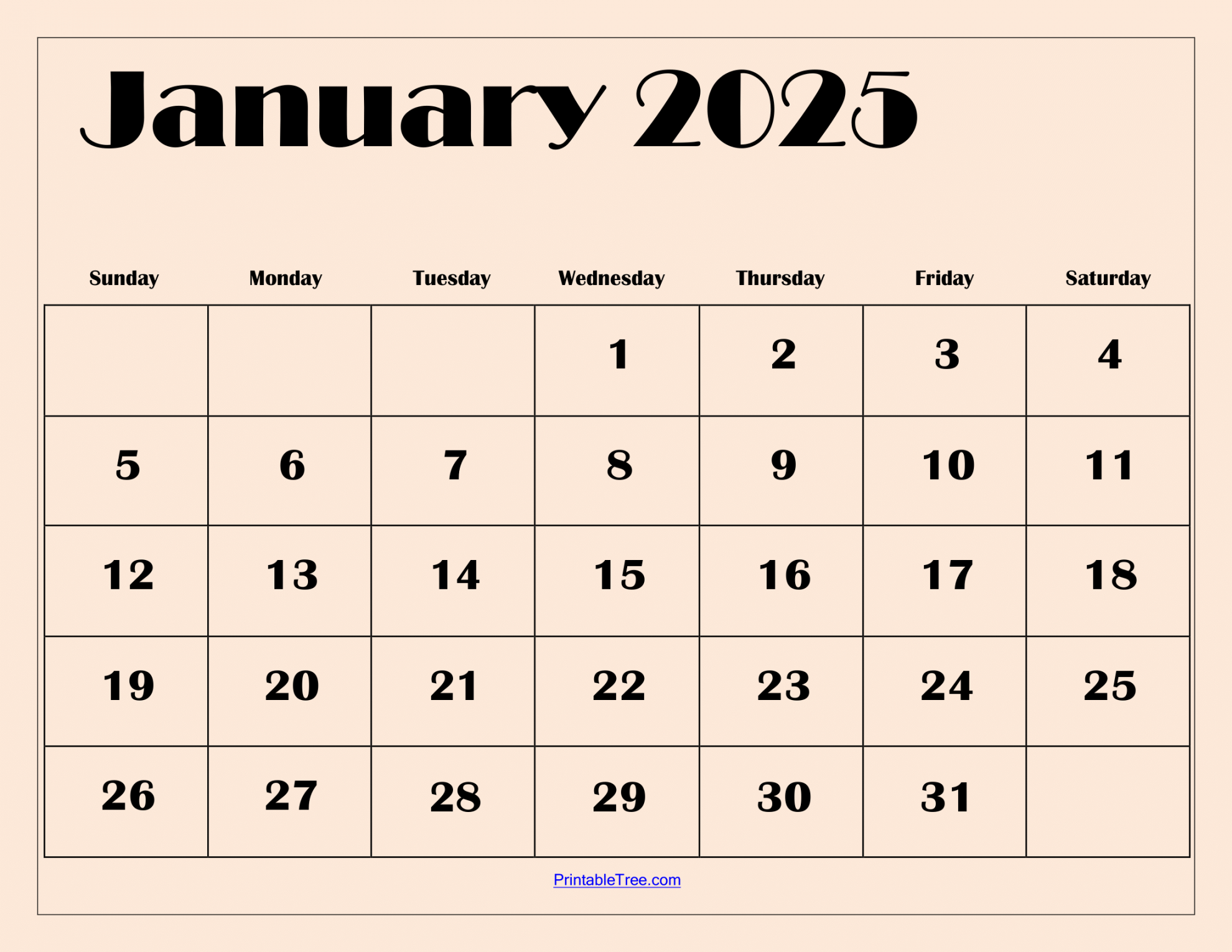 January  Calendar Printable PDF Template with Holidays