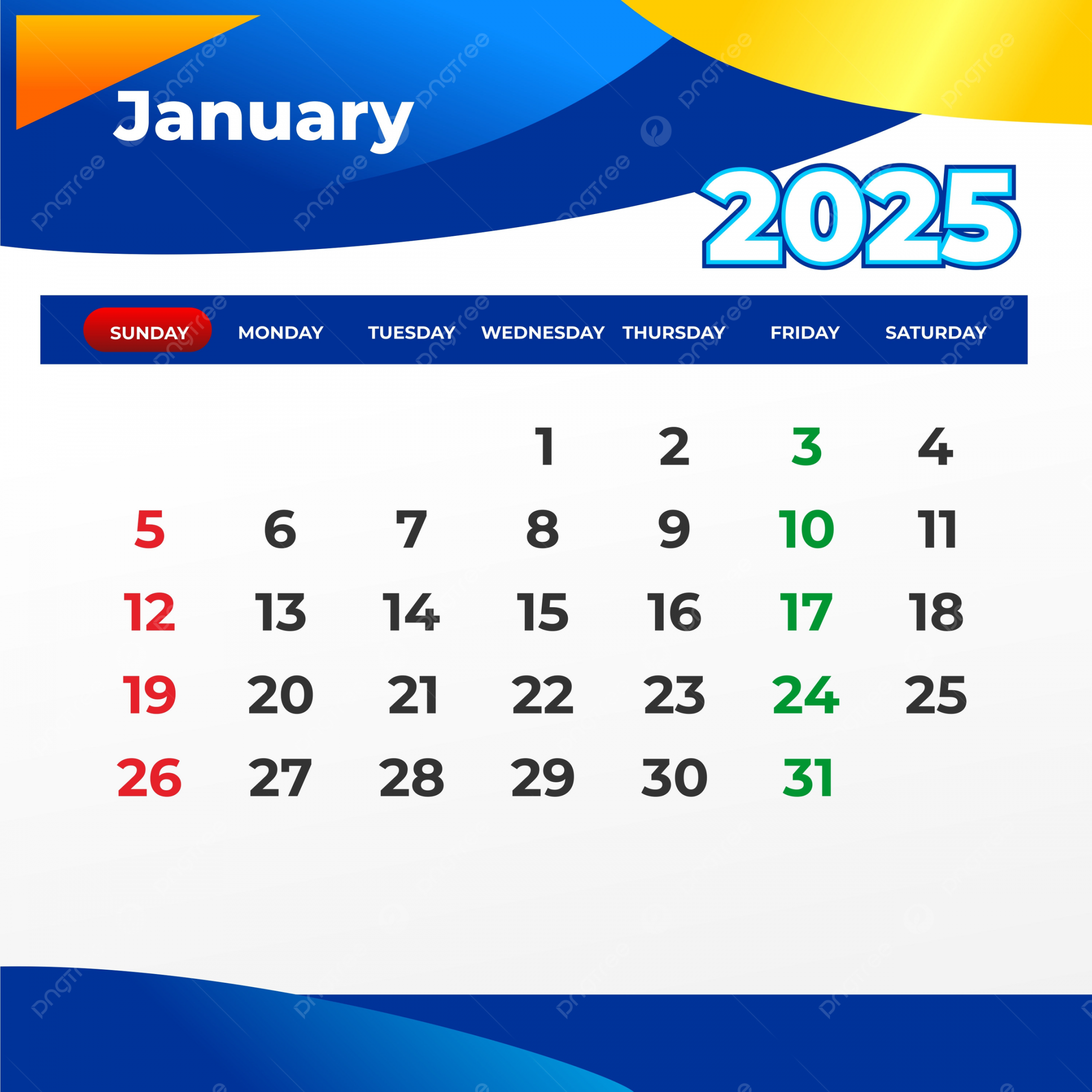 January  Calendar Vector Template Download on Pngtree