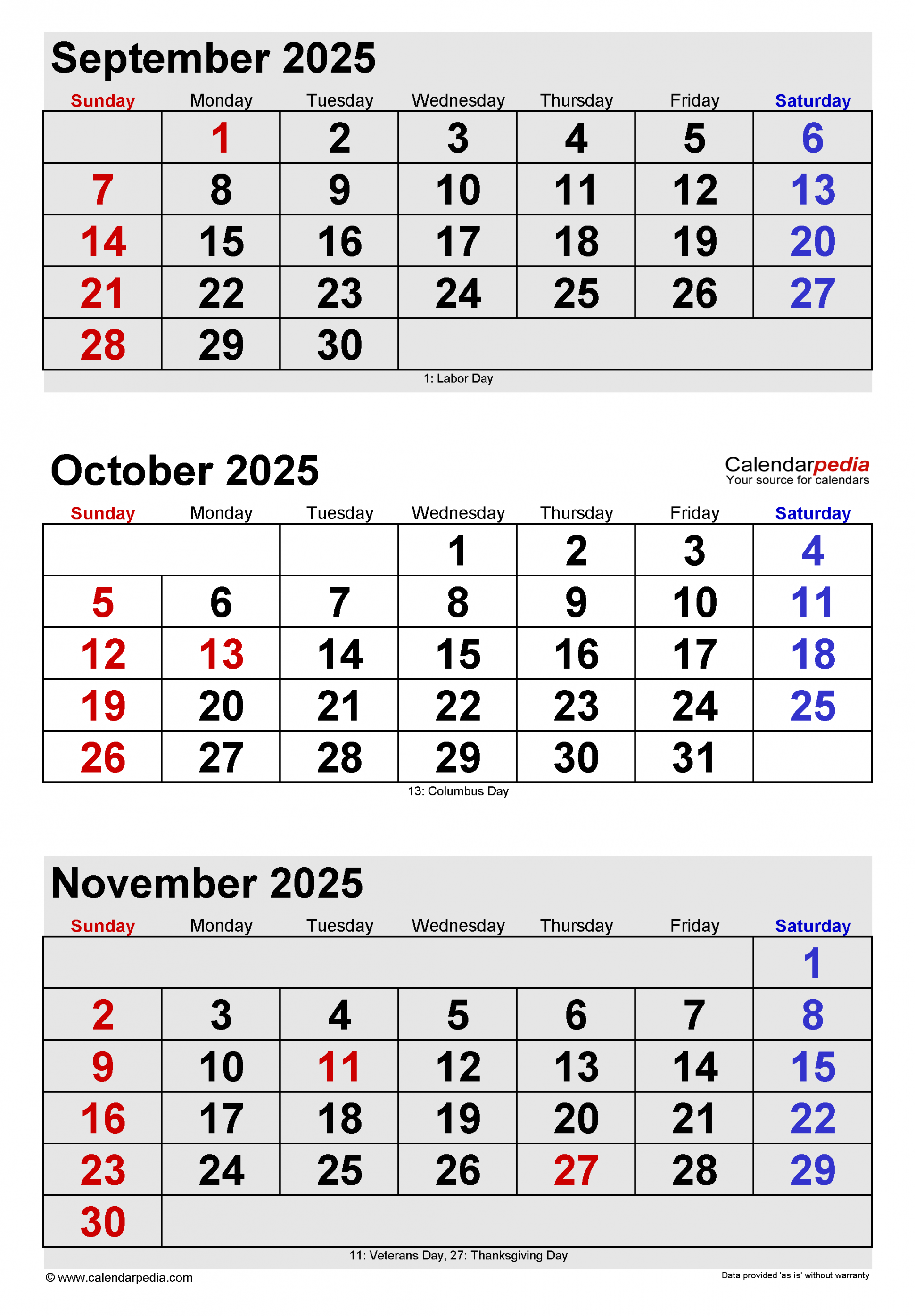 October  Calendar  Templates for Word, Excel and PDF