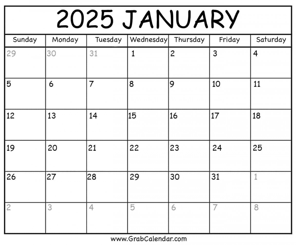 Printable January  Calendar