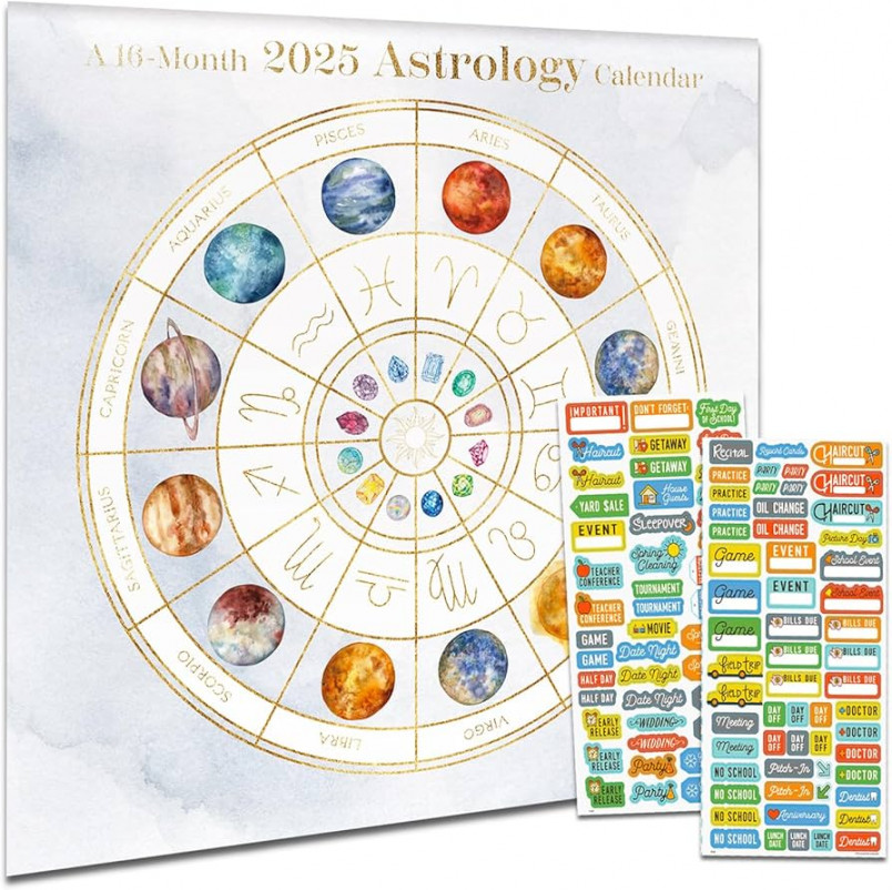 Astrology Calendar  - Deluxe  Astrology Wall Calendar Bundle with  Over  Calendar Stickers (Horoscope Gifts, Office Supplies)