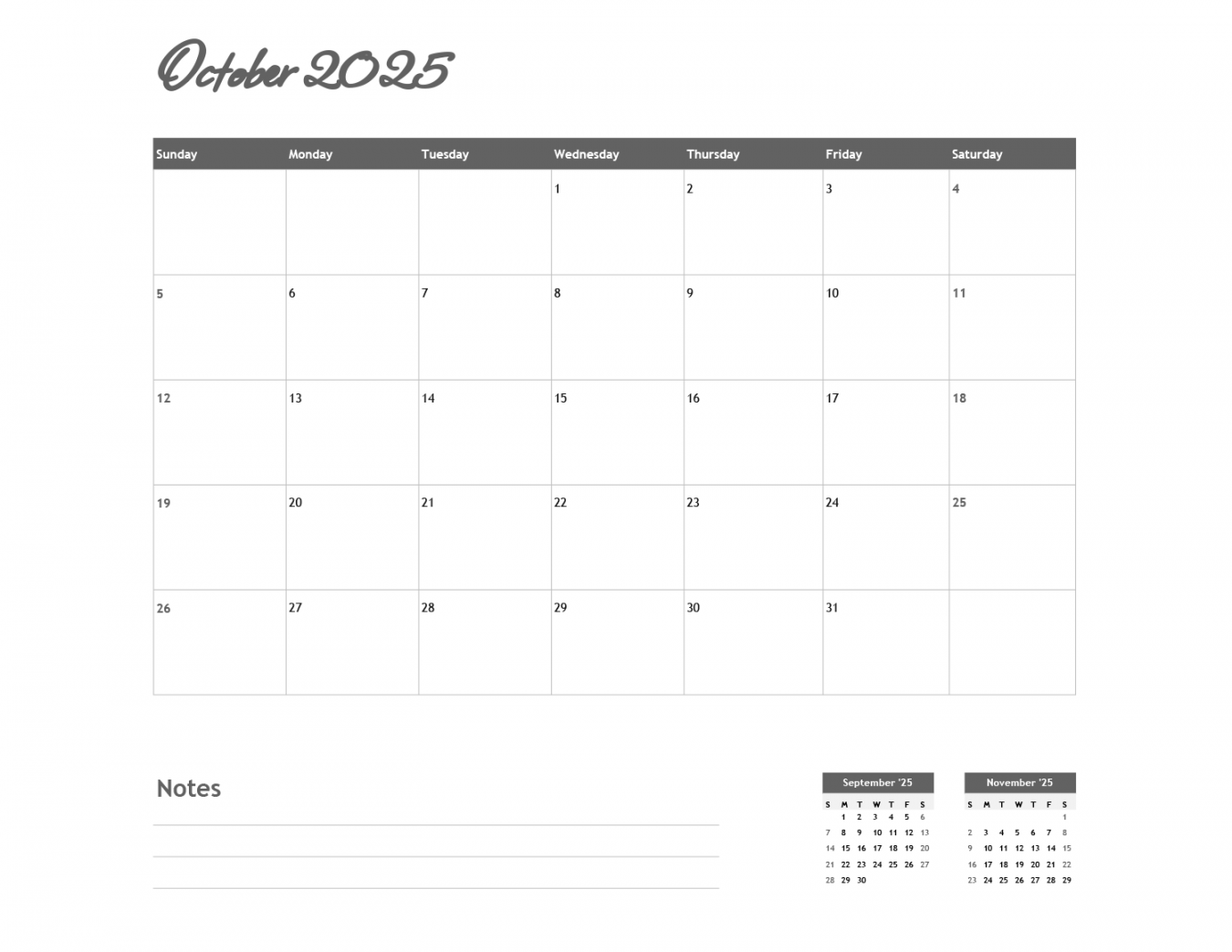 Calendar Template - Excel  Google Sheets - Highfile