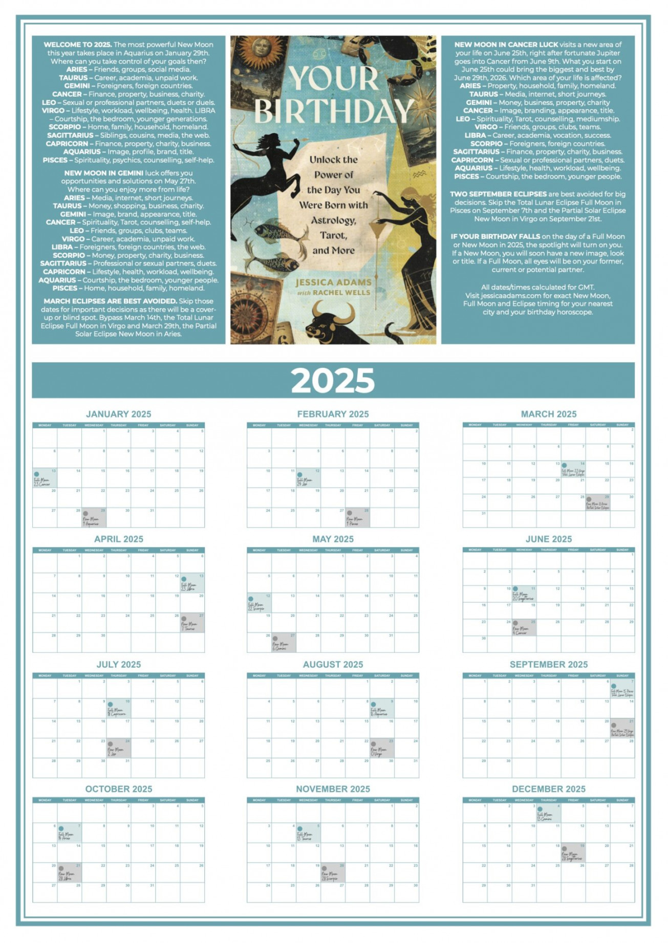 Free  Astrology Moon Calendar • Jessica Adams: Psychic Astrologer