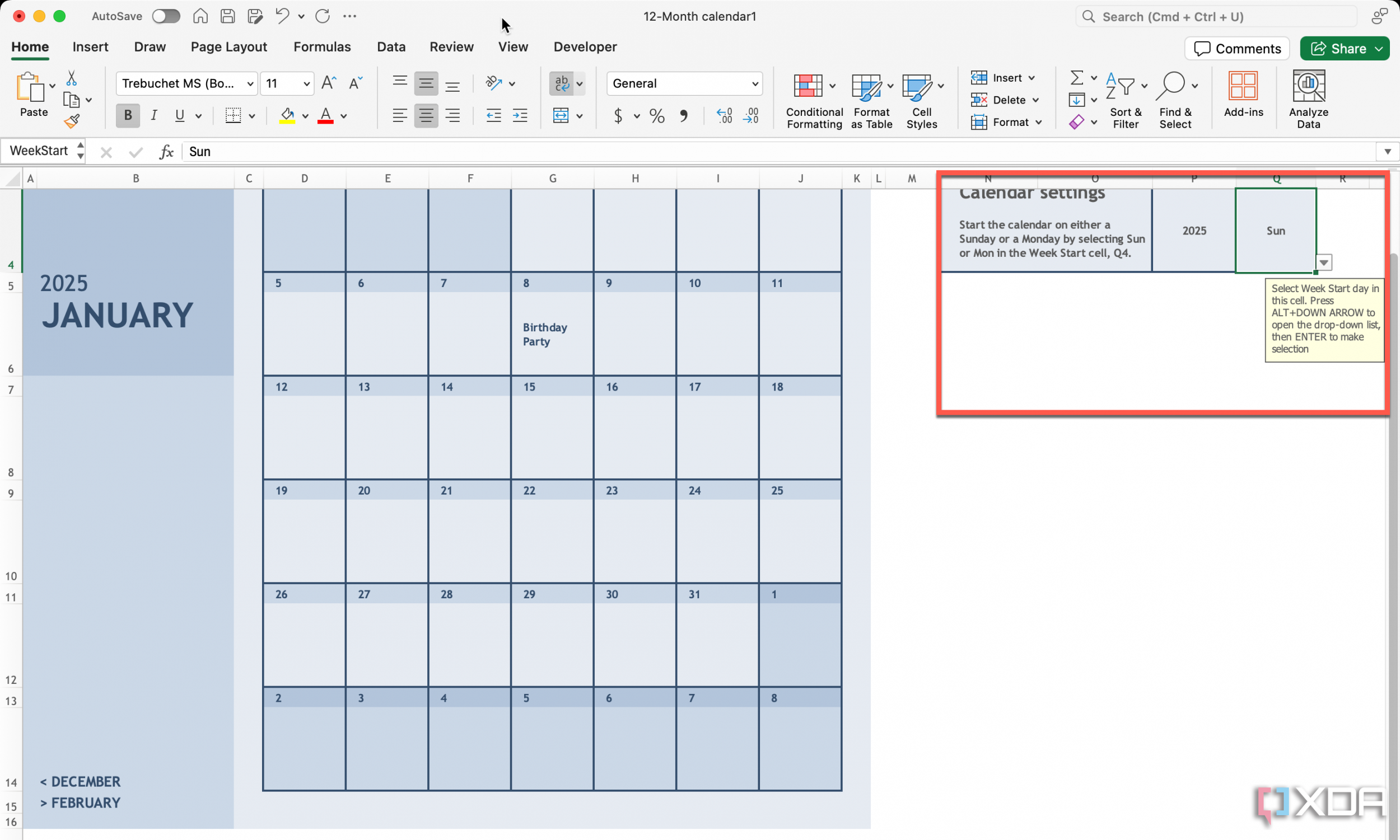 I used Excel to print my own family and personal calendars, and so