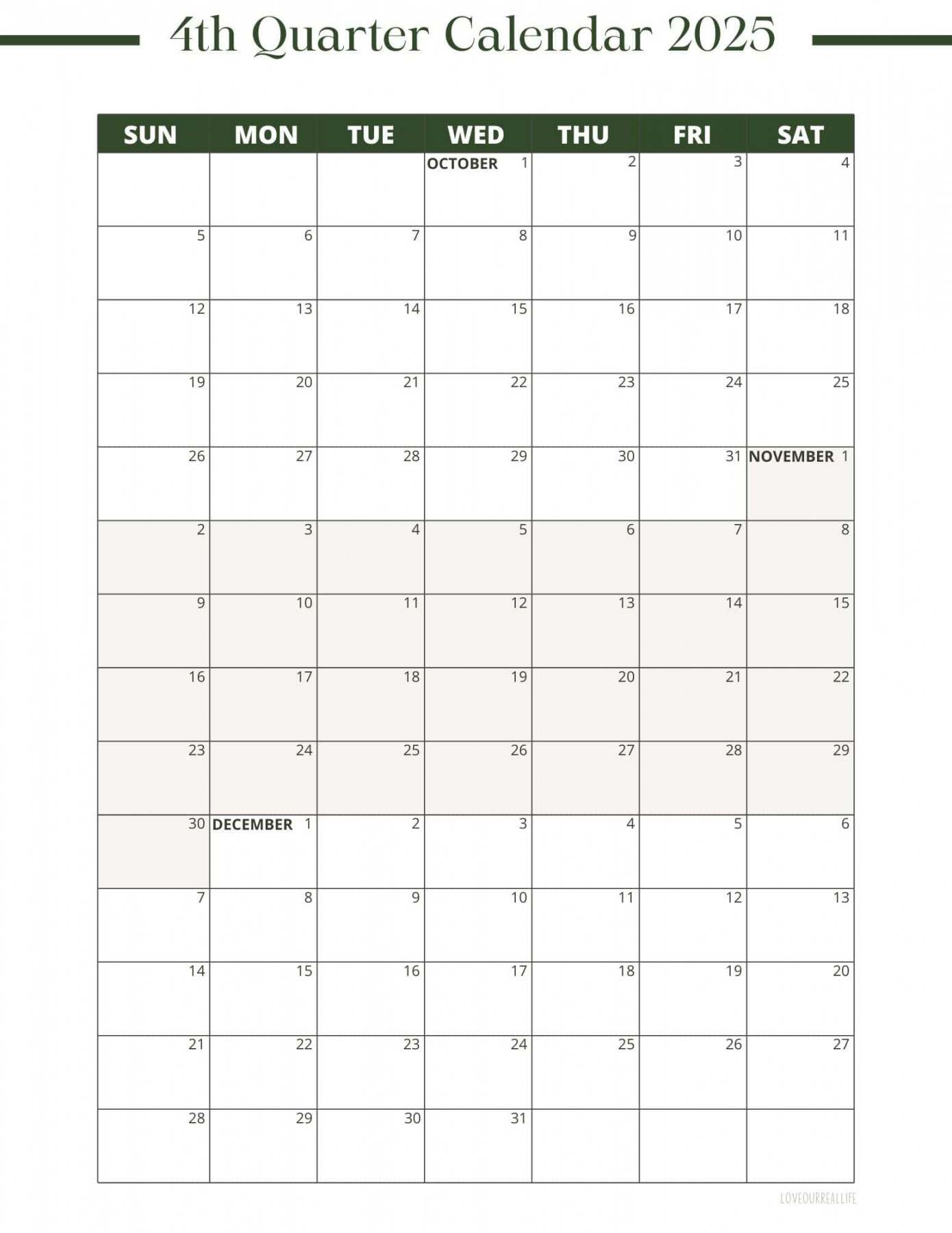 Month Calendar Printables:  and ! ⋆ Love Our Real Life