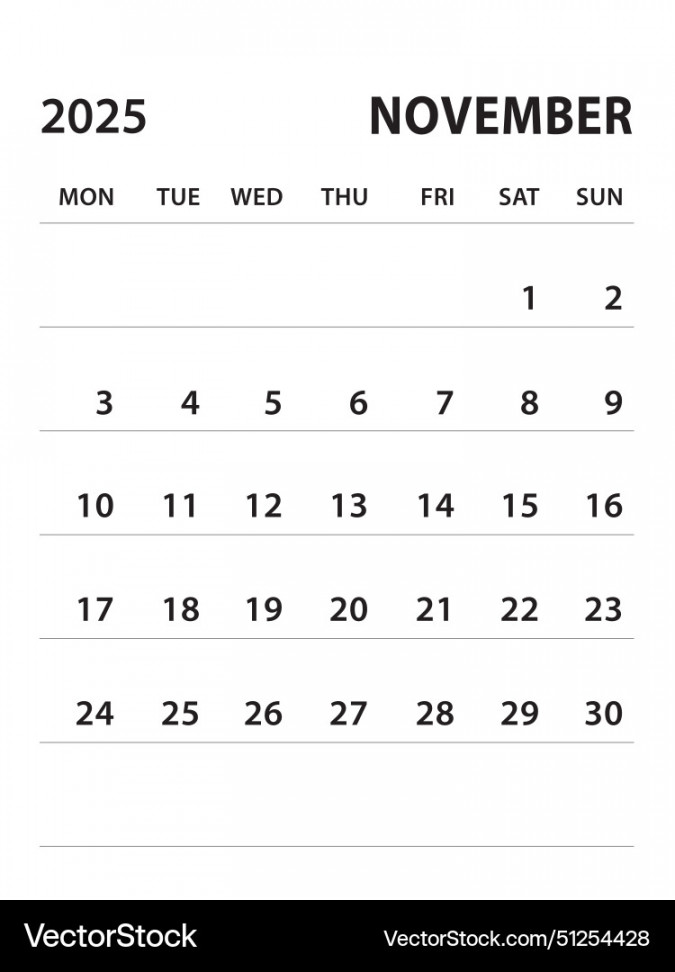 November -calendar  template Royalty Free Vector