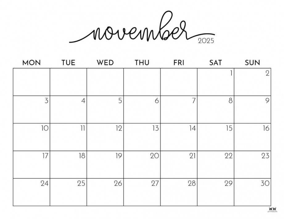 November  Calendars -  FREE Printables  Printabulls