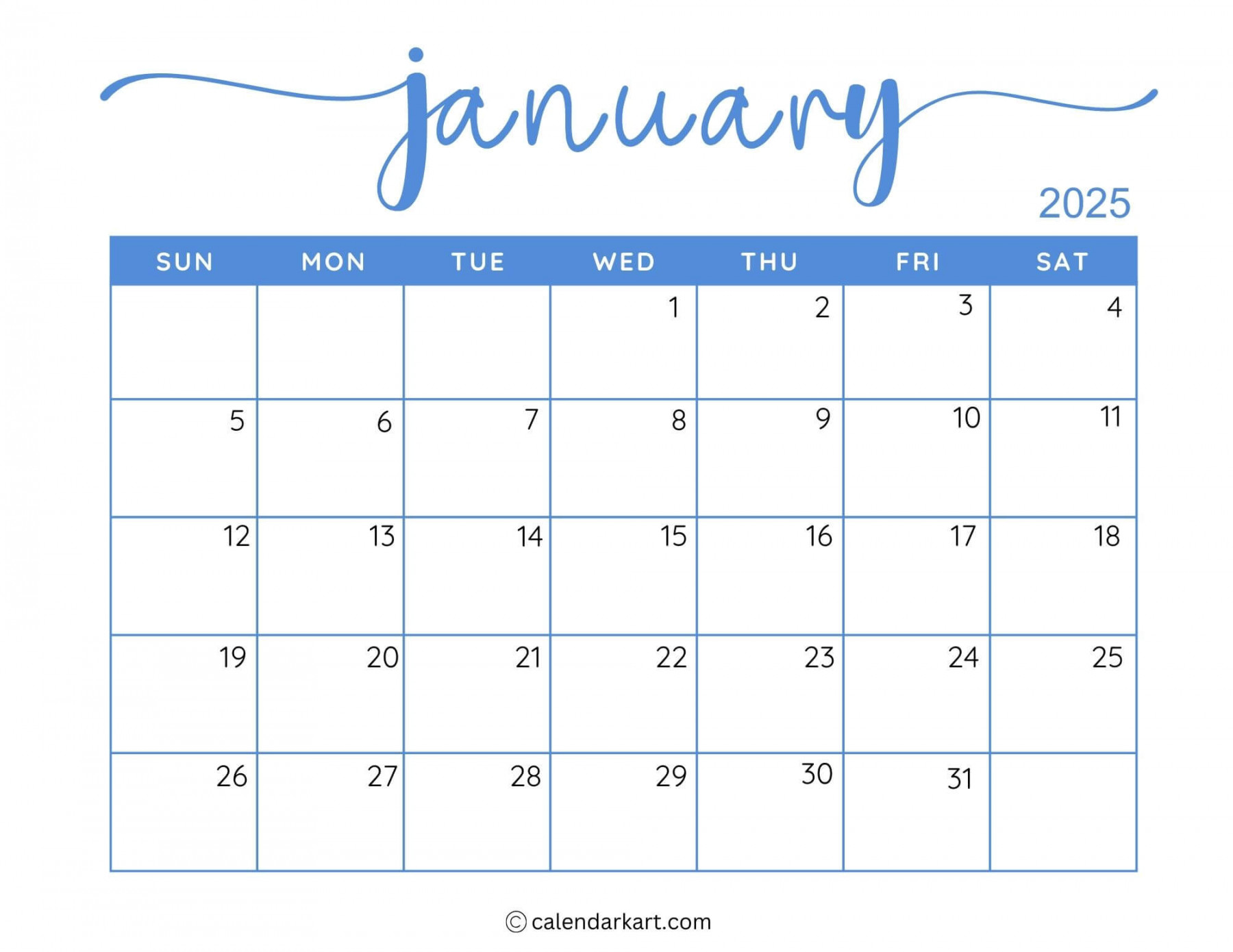 + Printable January  Calendars  free pdf - CalendarKart