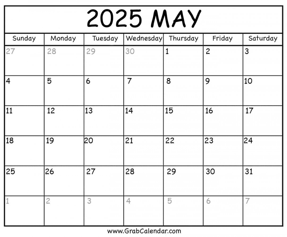 Printable May  Calendar