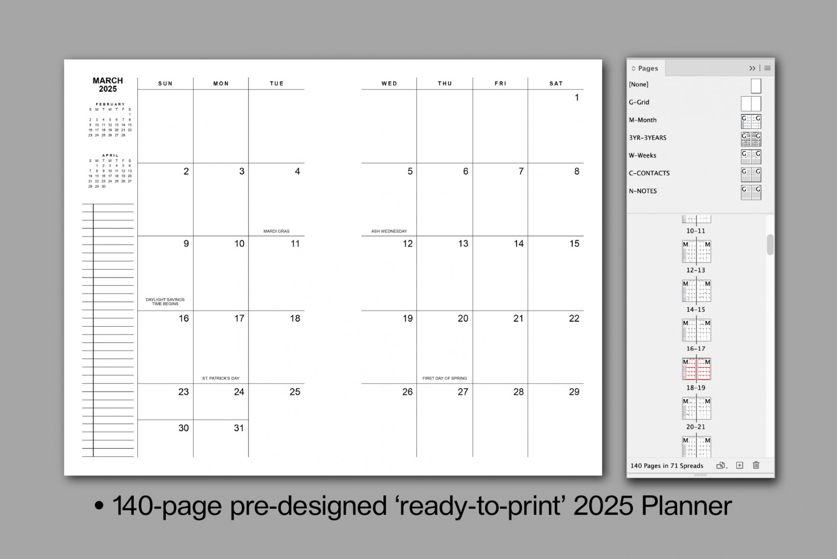 Weekly Planner for InDesign - US