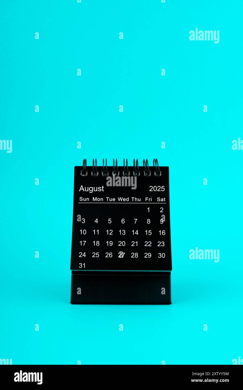 Black Calendar for August