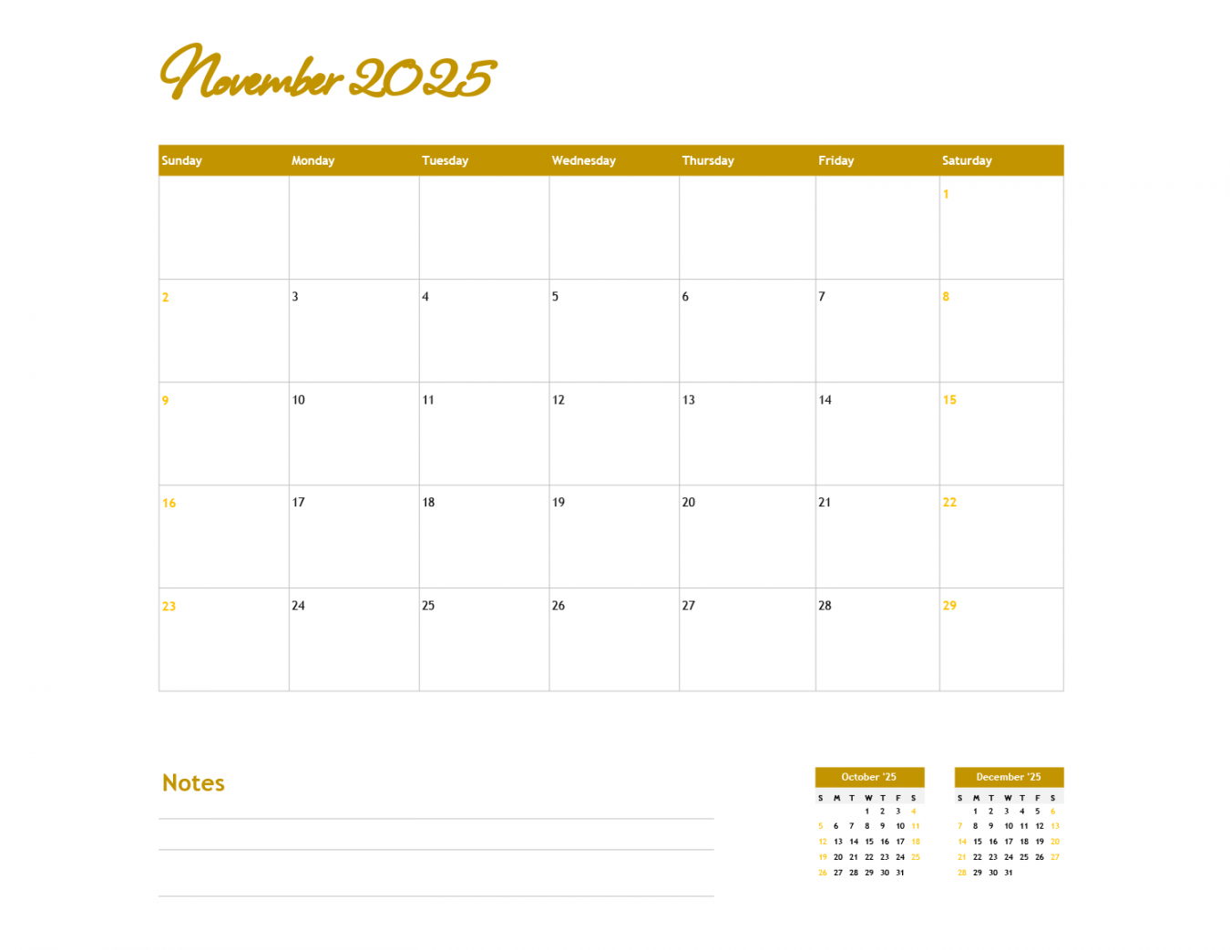 Calendar Template - Excel  Google Sheets - Highfile