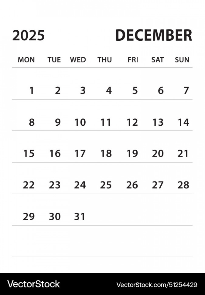 December -calendar  template Royalty Free Vector