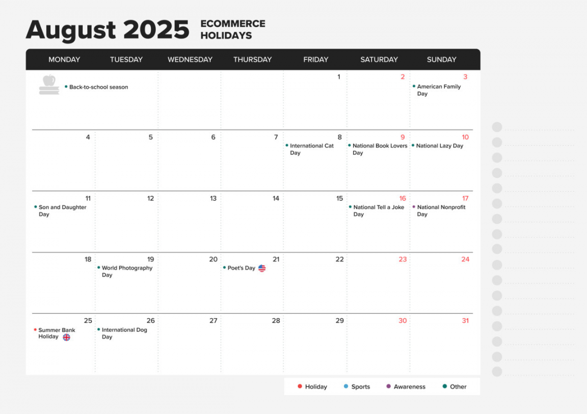 Ecommerce Holiday Calendar : Sales Events and Key Dates  Printful