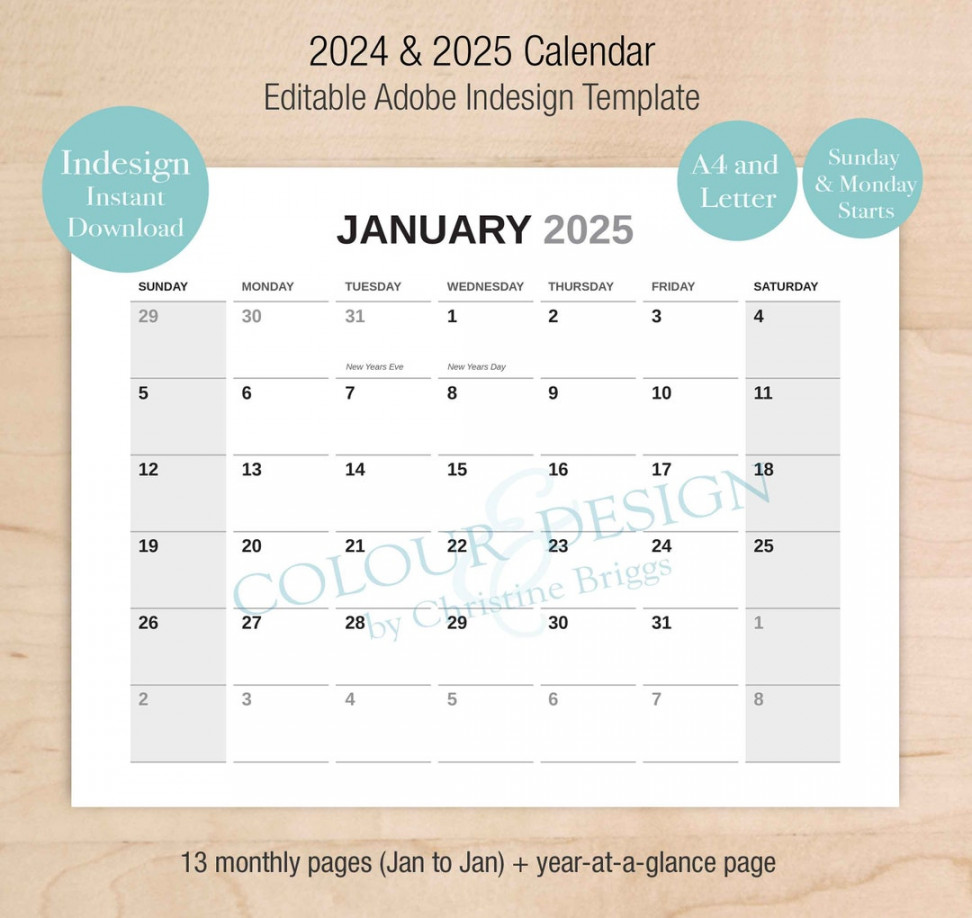 Editable Indesign Calendar Template