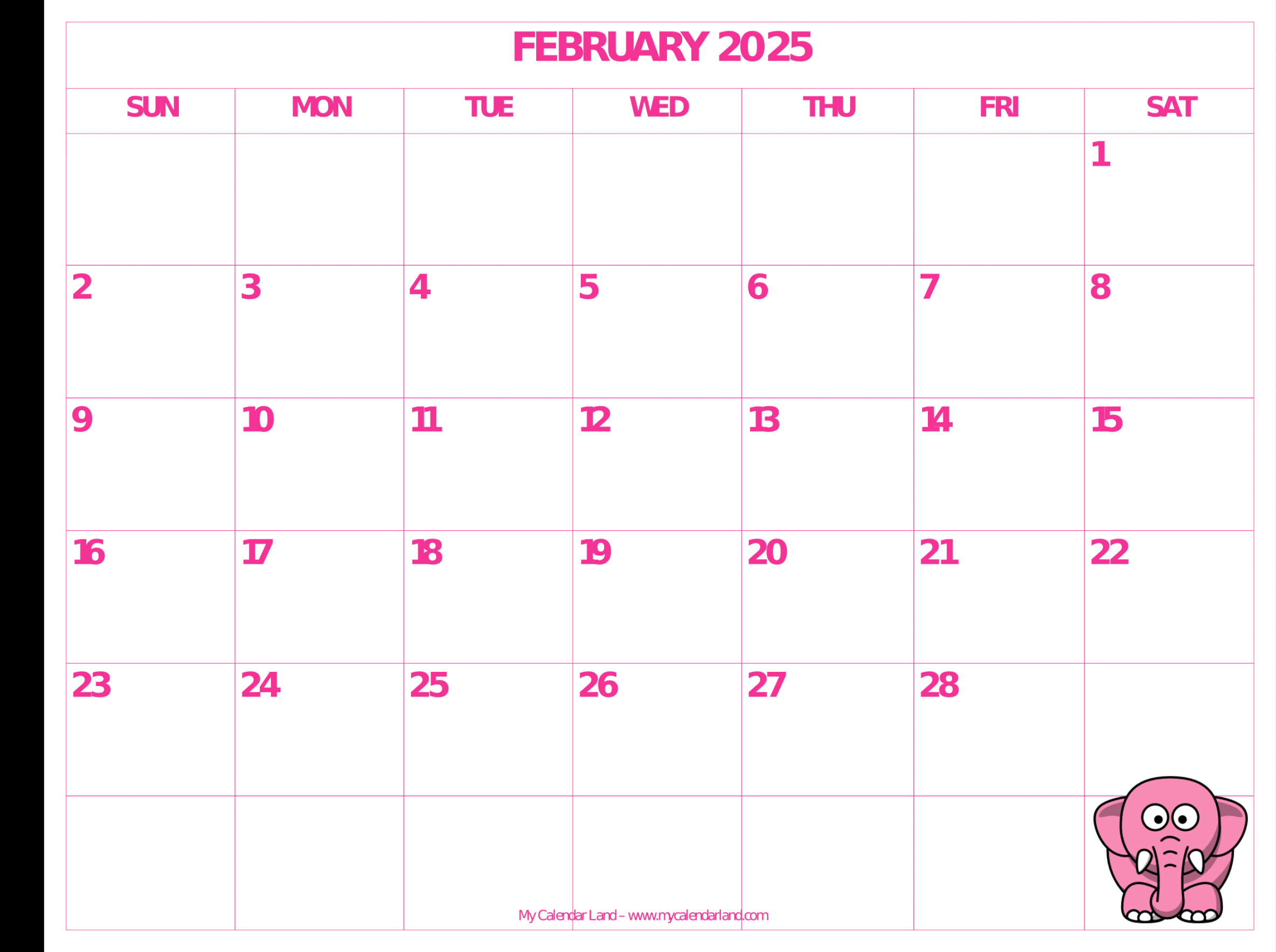 February  Calendar – My Calendar Land