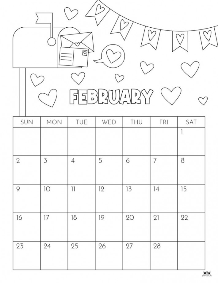 February  Calendars -  FREE Printables  Printabulls