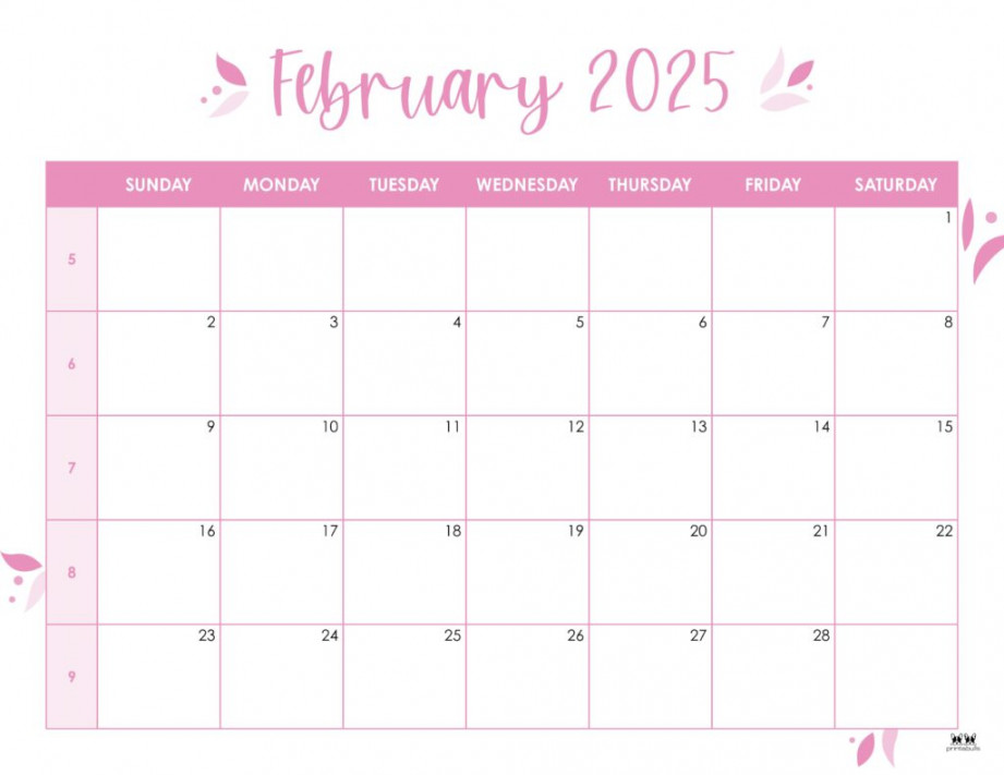 February  Calendars -  FREE Printables  Printabulls