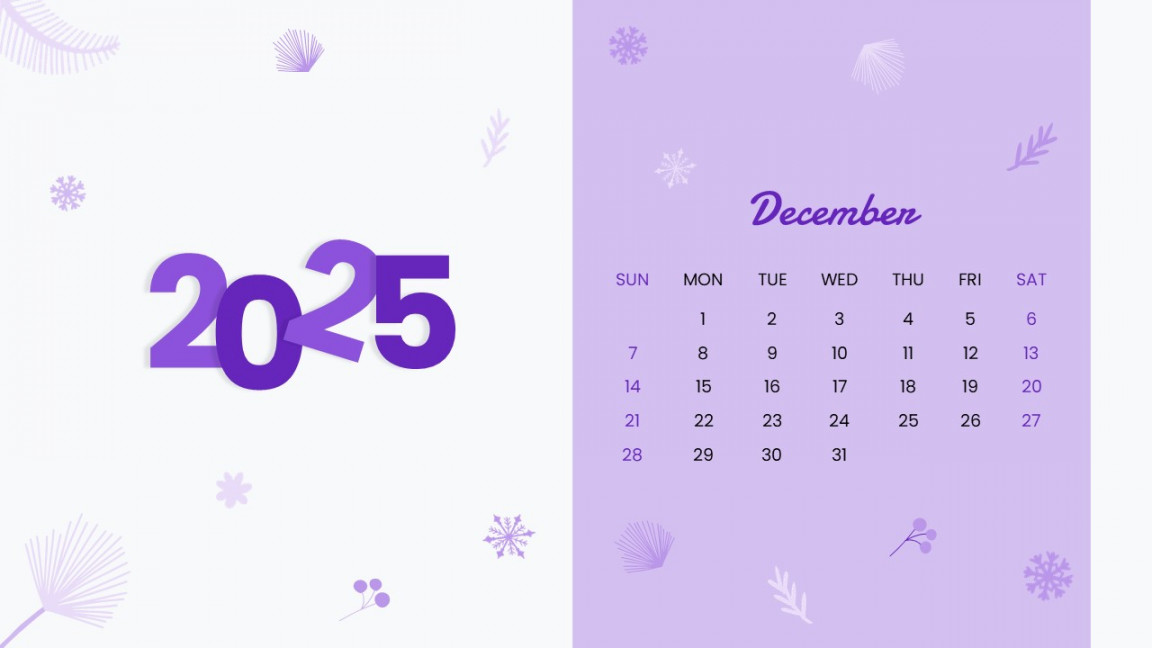 Free  December Calendar Template For PowerPoint and Google