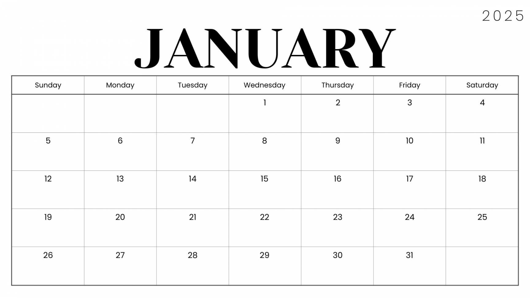 FREE PRINTABLE January  CALENDAR TEMPLATES